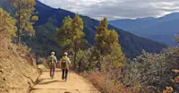 Nat Hab guests walking, Bhutan.