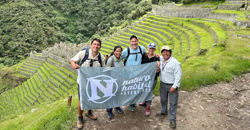 Nat Hab Expedition Leader and guests, Wiñay Wayna, Peru.