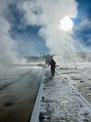 Yellowstone’s steaming geysers in Wyoming.