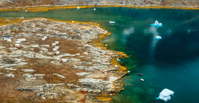 Ariel view of Nat Hab's Base Camp Greenland