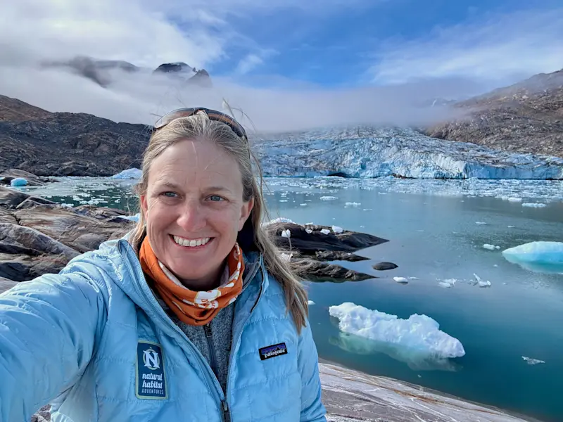 Enjoying a spectacular day a the Johan Peterson Fljord on Nat Hab's Basecamp Greenland Expedition.