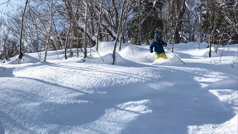 Enjoying the fluffy white stuff in Hokkaido, Japan.