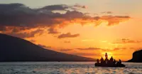 Zodiac cruise at sunset, Galapagos Islands, Ecuador.