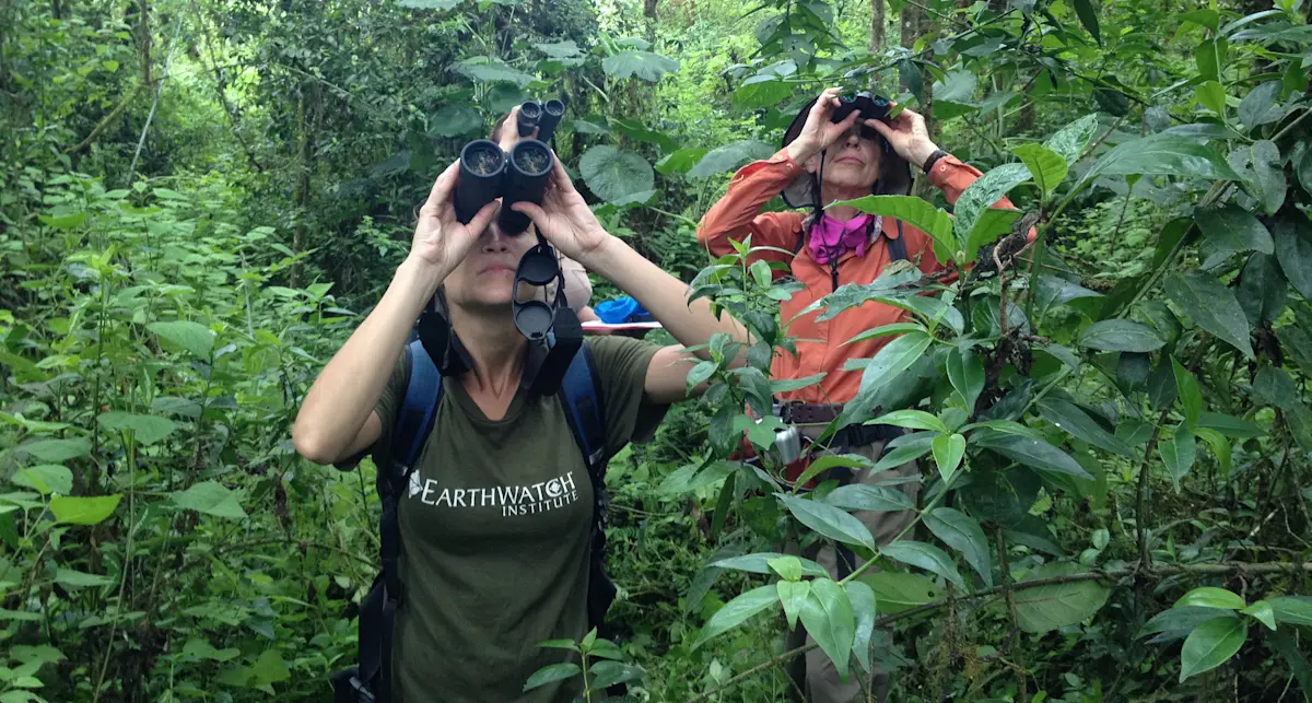On an Earthwatch Expedition studying Darwin's Finches in the Galapagos.
