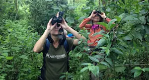 On an Earthwatch Expedition studying Darwin's Finches in the Galapagos.