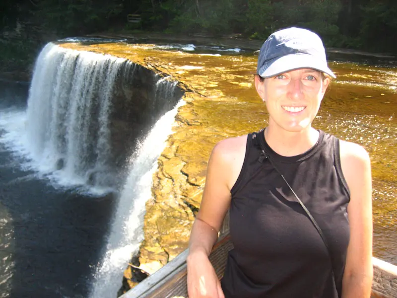 Waterfall hike in Michigan. 