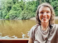 Cruising down the Dorado River in the Amazon, Peru.