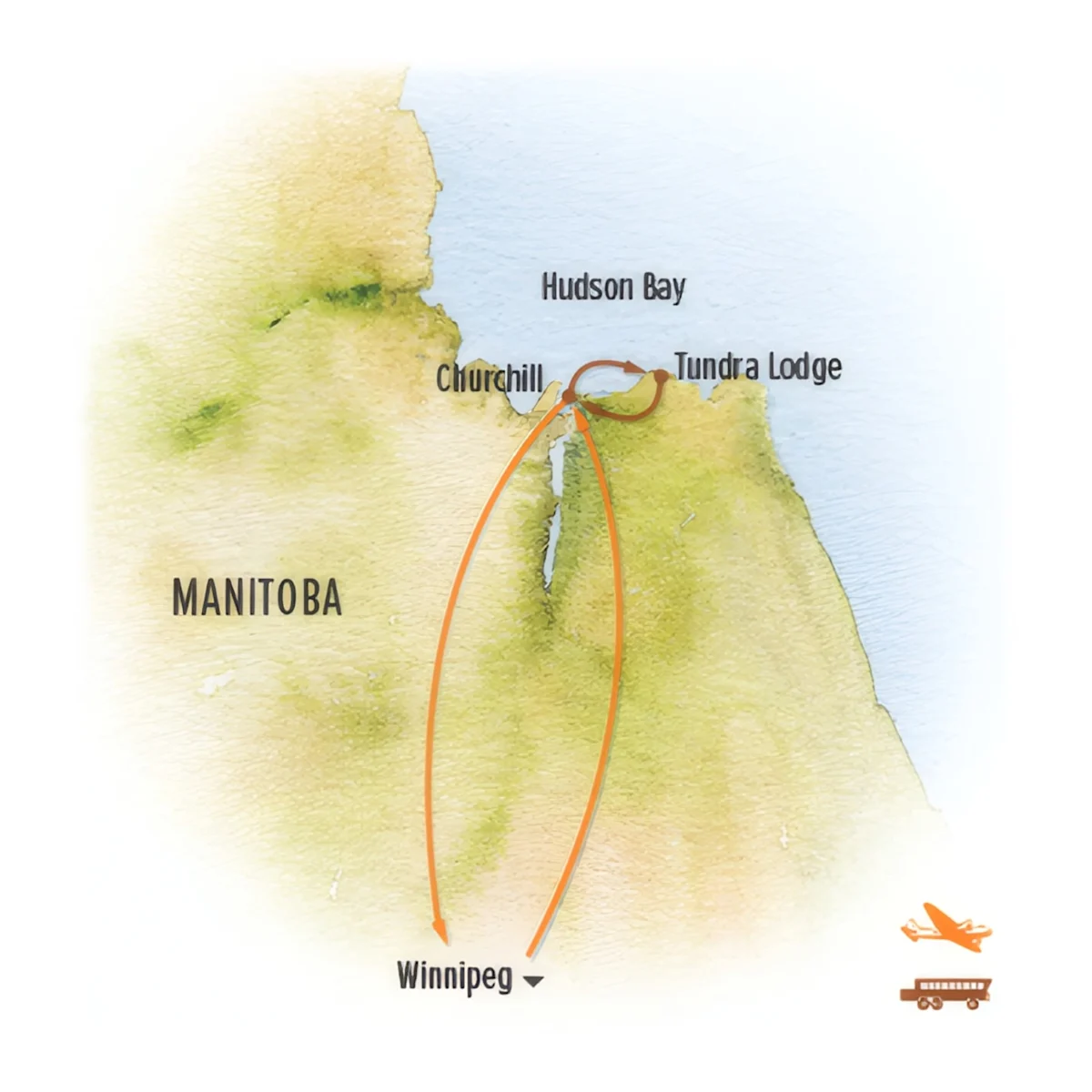 Trip map for Ultimate Churchill: Tundra Lodge & Town