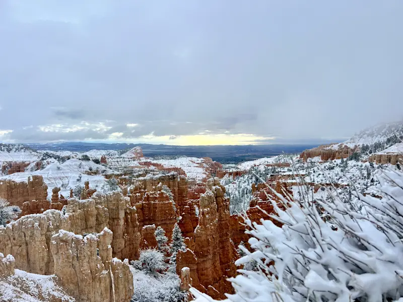 A snowy morning in Bryce Canyon National Park, Utah.