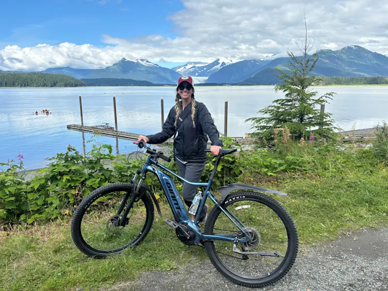 Biking around Juneau, Alaska.