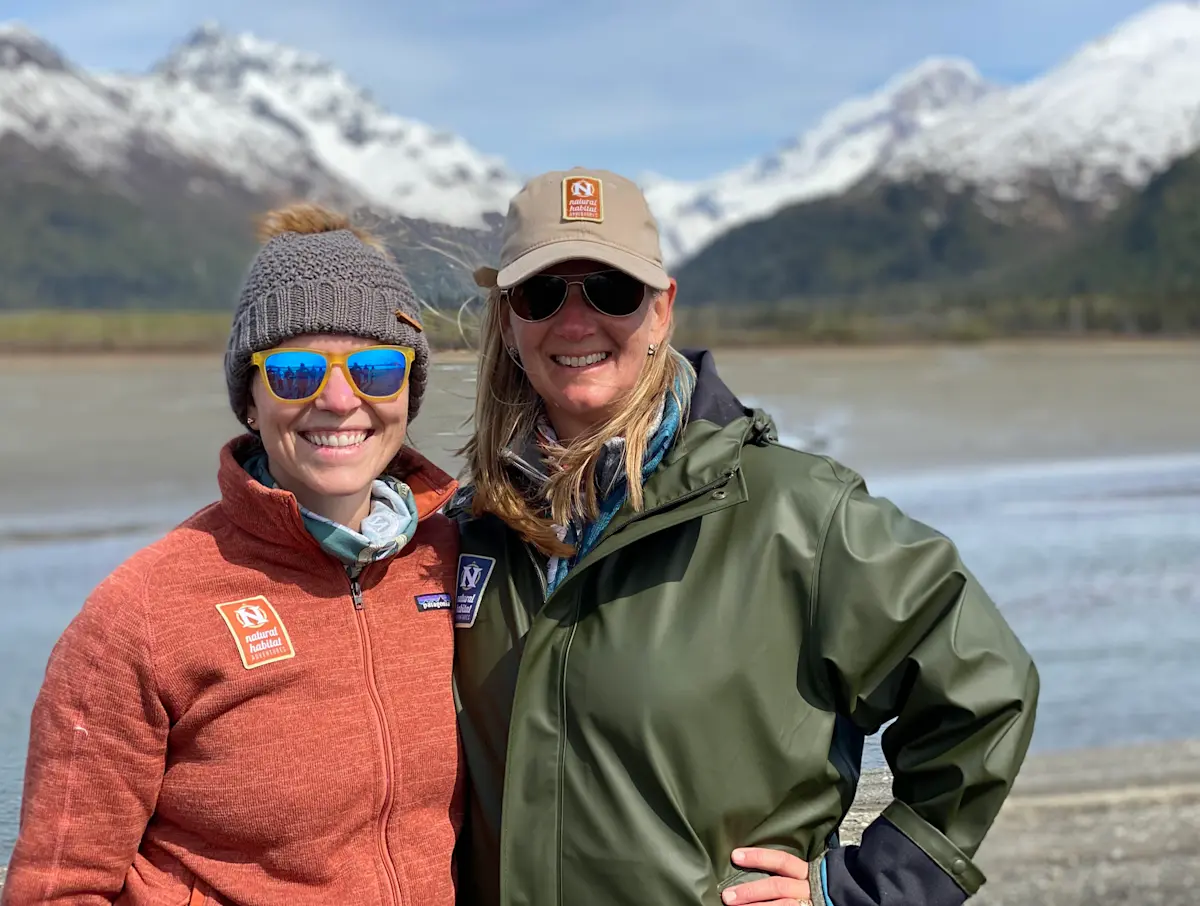 Walking along the shore of Lake Clark with Kendra, Nat Hab's Alaska Bear Camp, 2022. 
