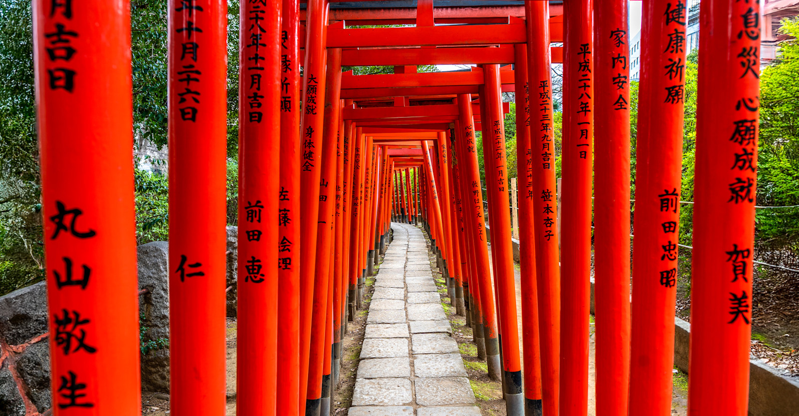Torii gates at Hie Shrine, Tokyo, Japan.