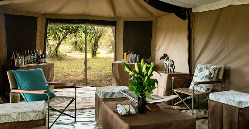 Lounge tent at Nat Hab's Migration Camp—Maasai Mara