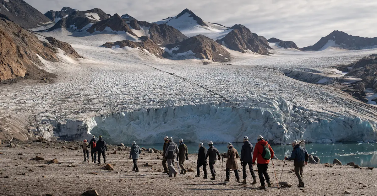 Glacier walk excursion, East Greenland.