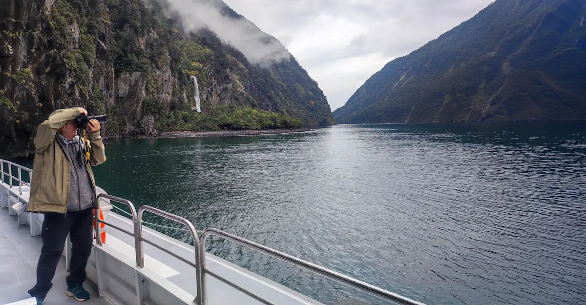 Photographer, Milford Sound, New Zealand.