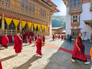 Monks, Punakha Dzong Monastery, Punakha, Bhutan.