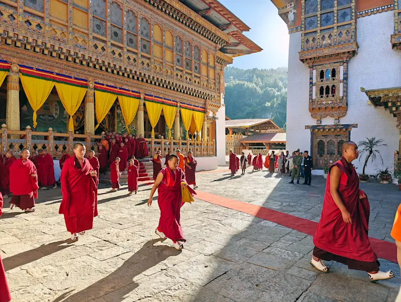 Monks, Punakha Dzong Monastery, Punakha, Bhutan.