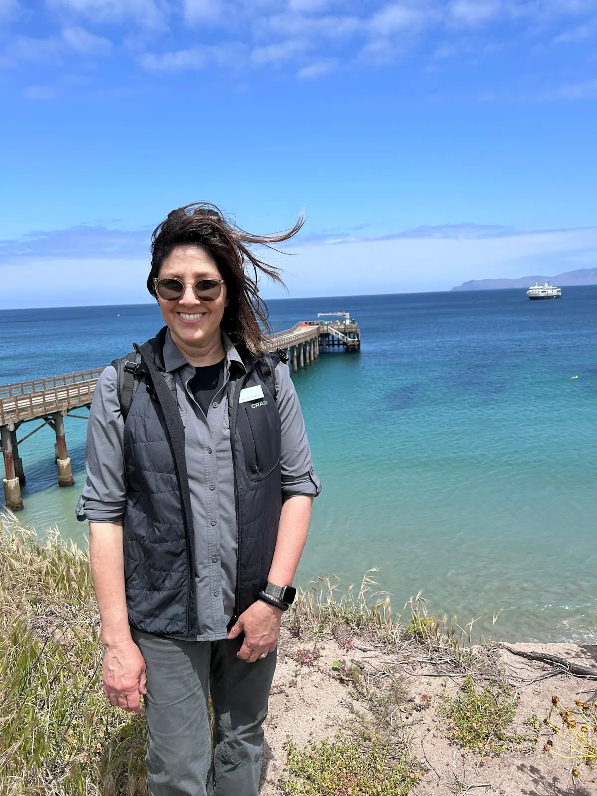 Admiring the blue hues of the sky and ocean of Santa Rosa, California.