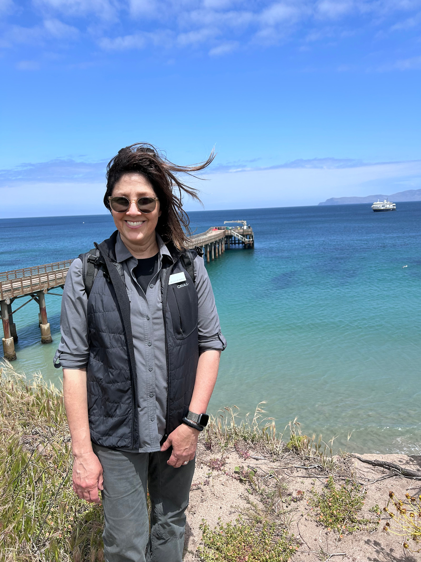 Admiring the blue hues of the sky and ocean of Santa Rosa, California.