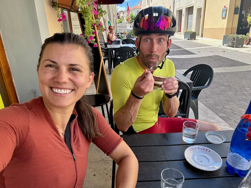 Stopping for gelato while biking in Tuscany, Italy. 