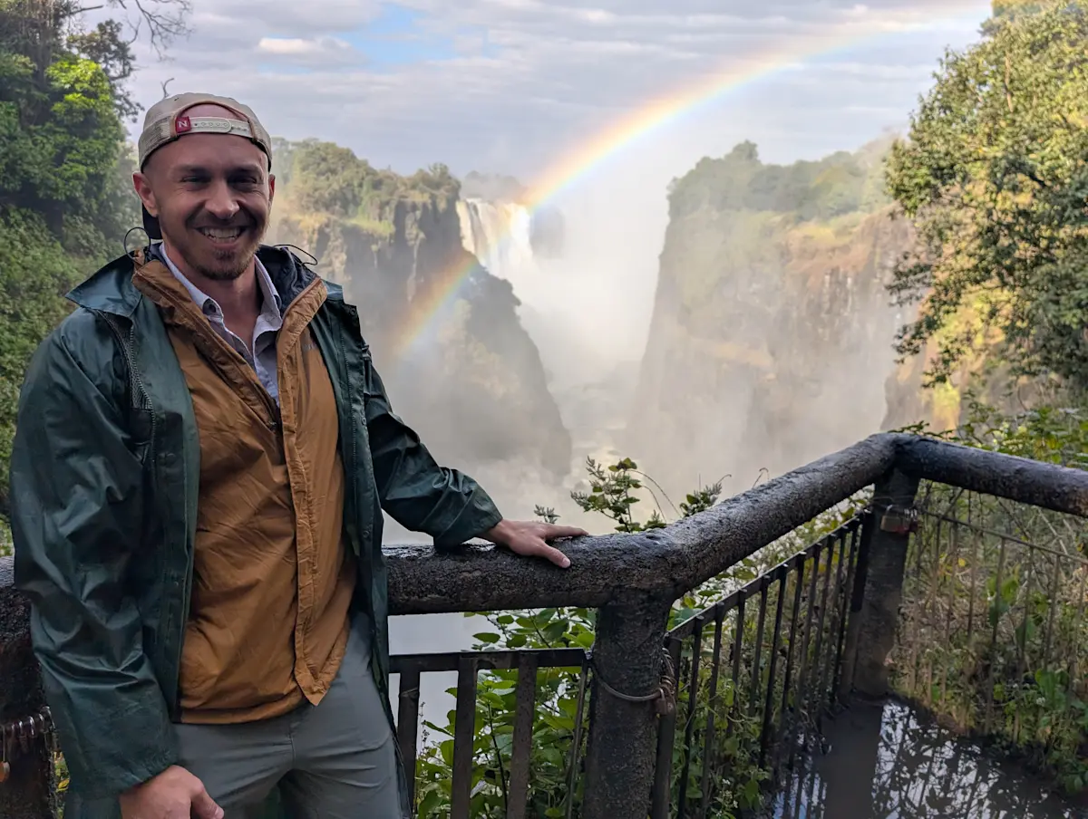 Enjoying the beautiful Victoria Falls in Zimbabwe. 