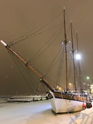 Frozen ship in Helsinki Harbor, Findland. 