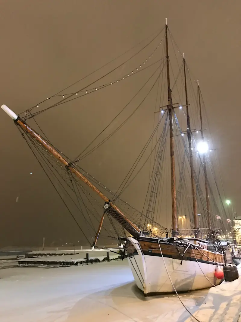 Frozen ship in Helsinki Harbor, Findland. 