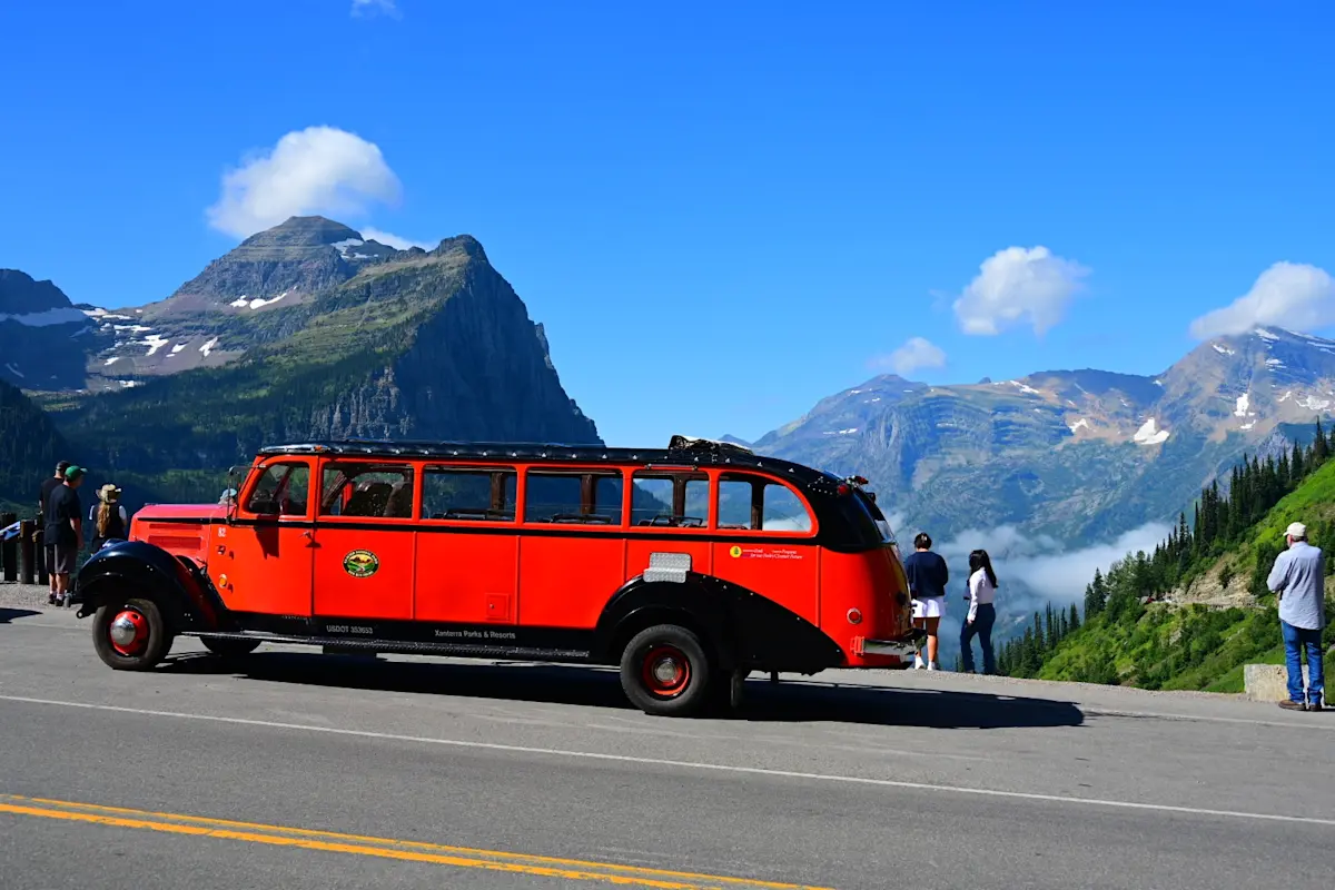 Glacier National Park Historic Red Bus, Montana.