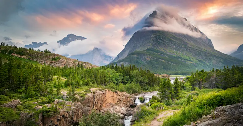 Swiftcurrent Falls, Glacier National Park, Montana.
