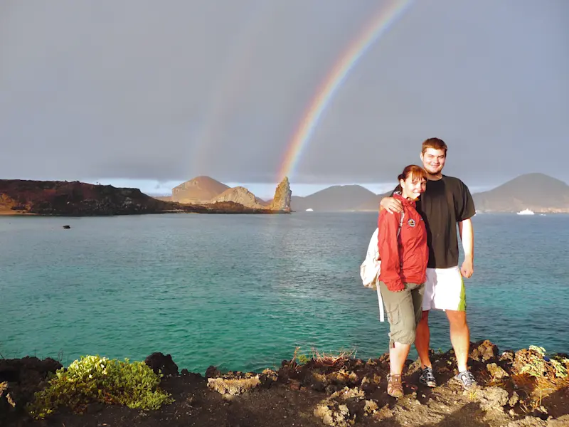 A double rainbow greeting while exploring wildlife in the Galapagos. 