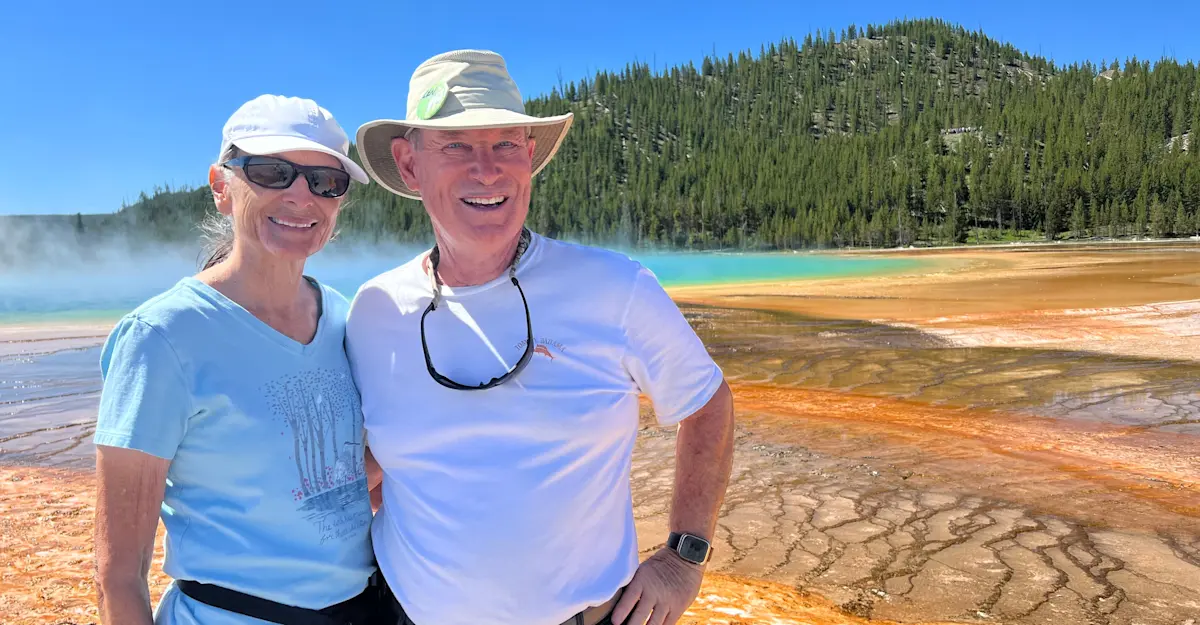 Nat Hab guests at the Grand Prismatic Spring, Yellowstone National Park, Wyoming.