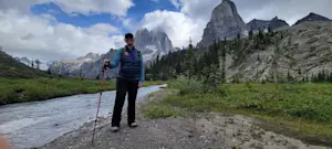 Hiking through the Canadian Rockies at Bugaboo National Park in Canada.