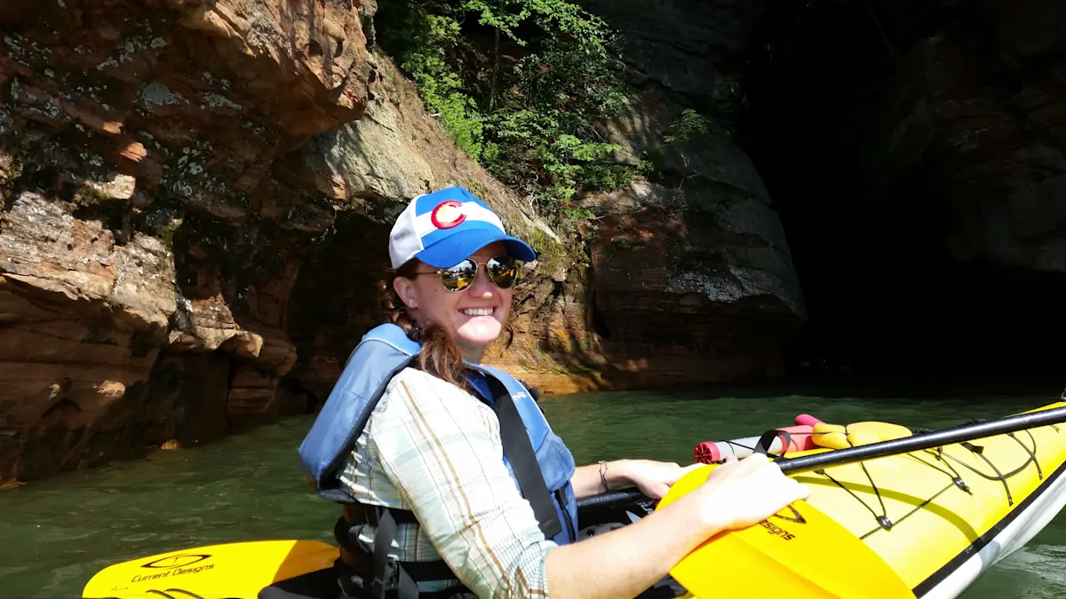 Kayaking the Sea Caves on Lake Superior, WI.