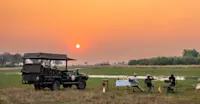 Nat Hab guests, Nat Hab’s Explorer Camp, Okavango North, Okavango Delta, Botswana. 