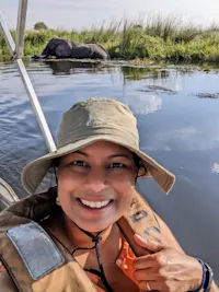 On a water safari in Moremi Game Reserve in Botswana.