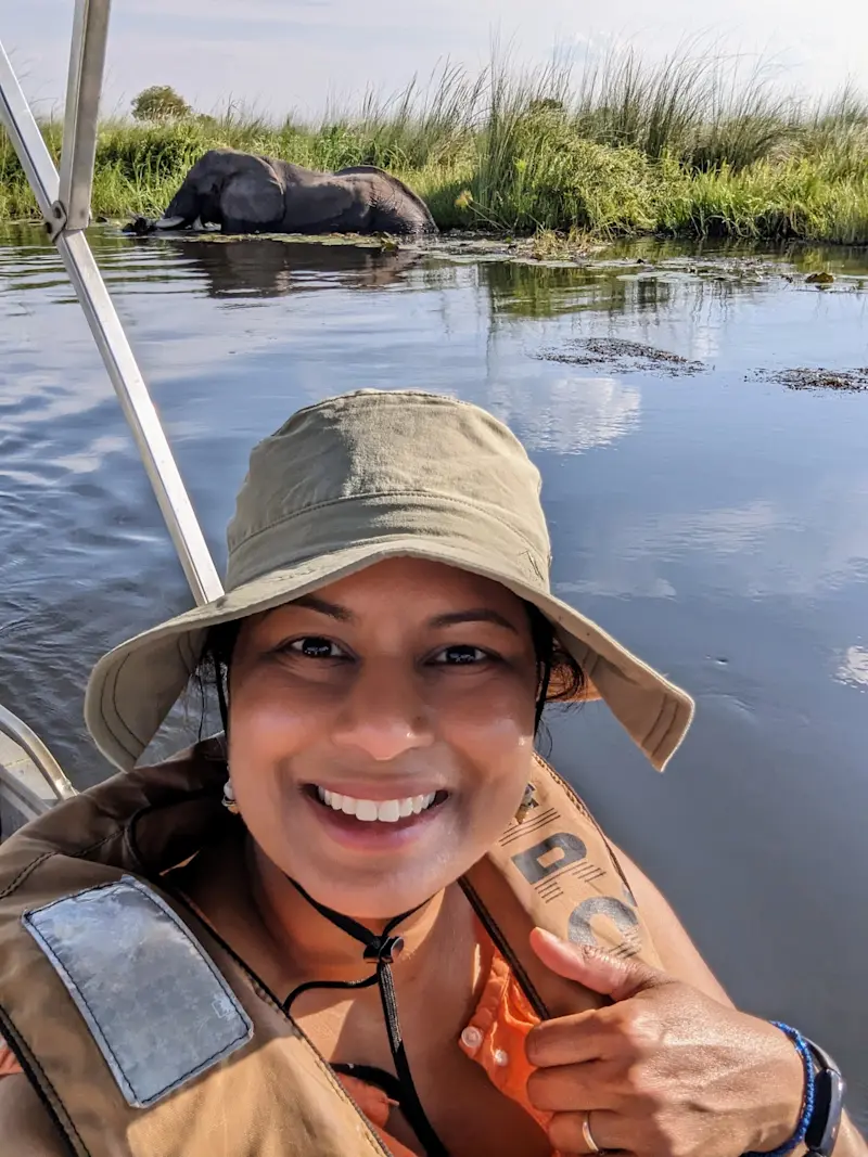 On a water safari in Moremi Game Reserve in Botswana.