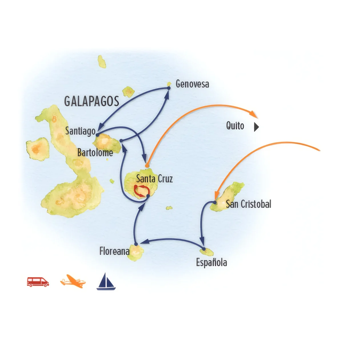 Trip map for Galapagos Discovery: The Nat Hab Experience