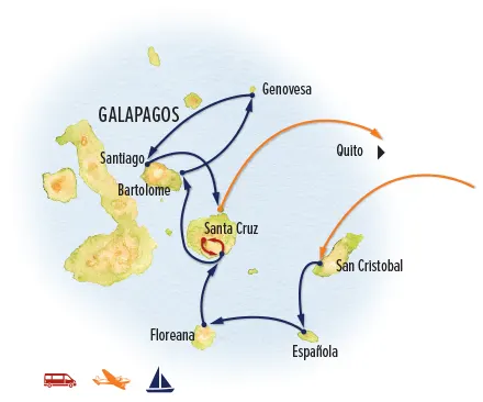 Trip map for Galapagos Discovery: The Nat Hab Experience