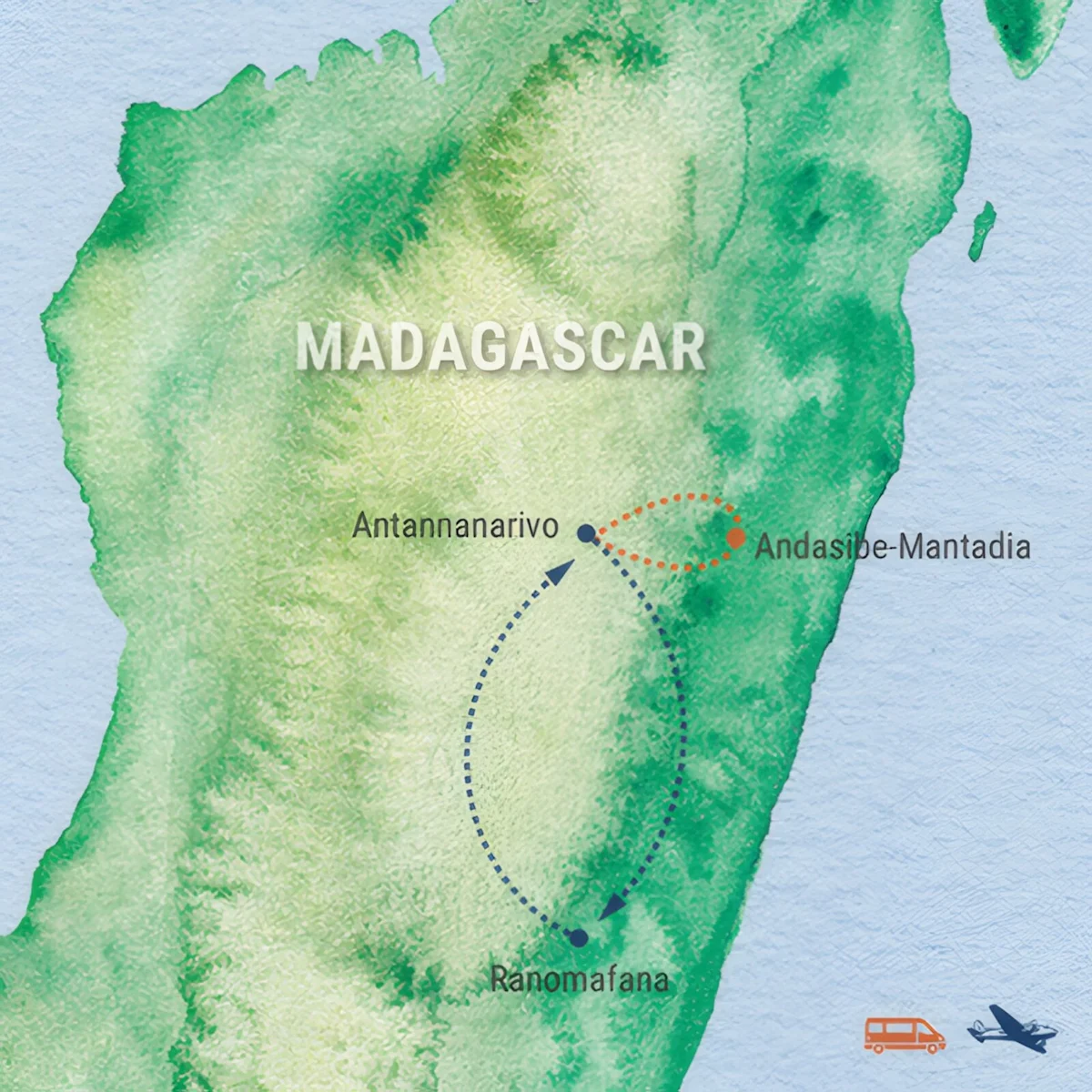 Trip map for Tracking Lemurs in Madagascar