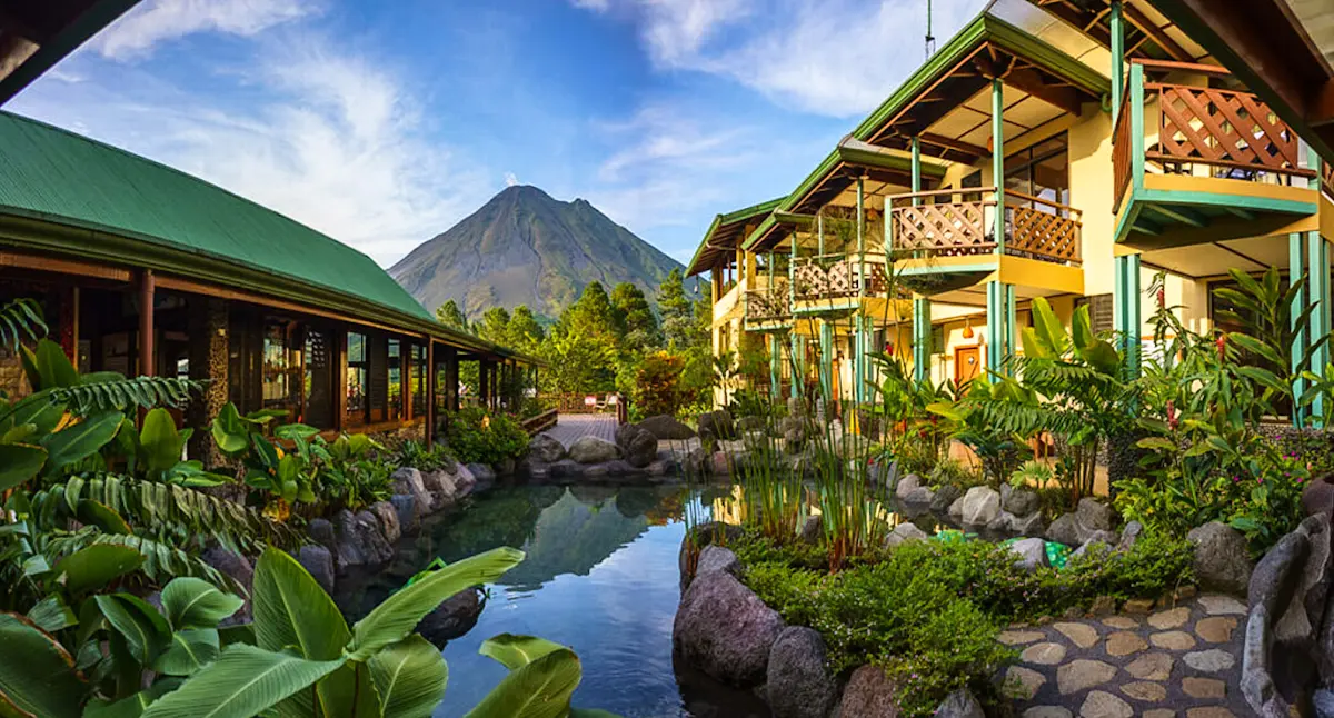 Pond between guest cabins