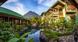 Pond between guest cabins