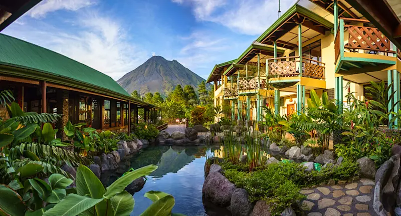 Pond between guest cabins