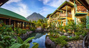 Pond between guest cabins