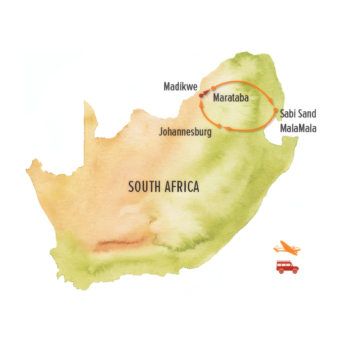 Trip map for Secluded South Africa