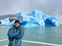 Viewing icebergs on the way to Estancia Cristina in Argentina. 