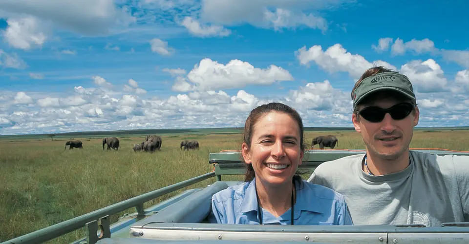 Elephants and Nat Hab guests, Serengeti National Park, Tanzania.