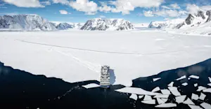 Aerial view of the National Geographic Endurance near Antarctica