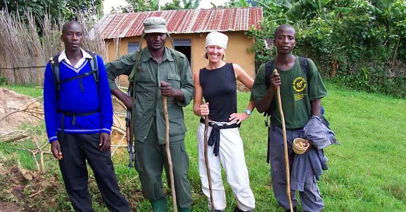 Nat Hab guest and local porters, Bwindi Impenetrable National Park, Uganda.