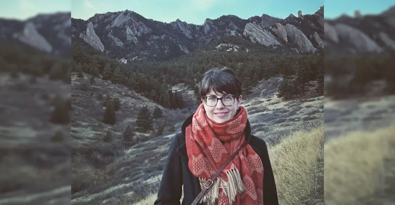 Taking a breather on a hike in Evergreen, Colorado.