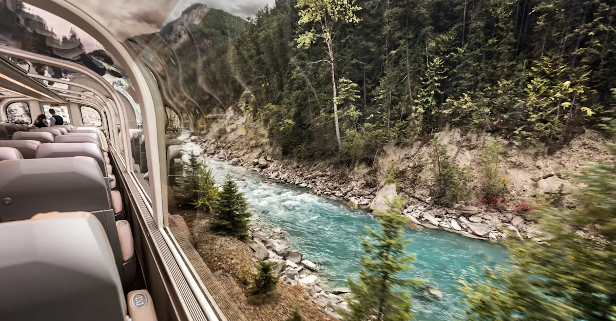 Glass dome of the Rocky Mountaineer, British Columbia.